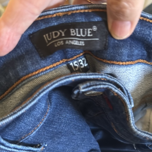 Judy Blue Straight Fit Jeans 15/32 Dark Blue Raw Frayed Hem High Rise - Picture 9 of 9